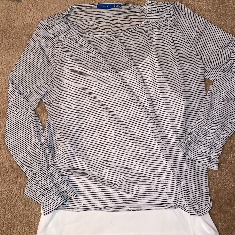 Apt. 9 Long Sleeve Striped Blouse XL